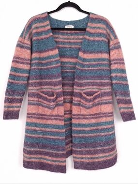 Novica baby alpaca wool open front cardigan striped boho artisanal layering soft